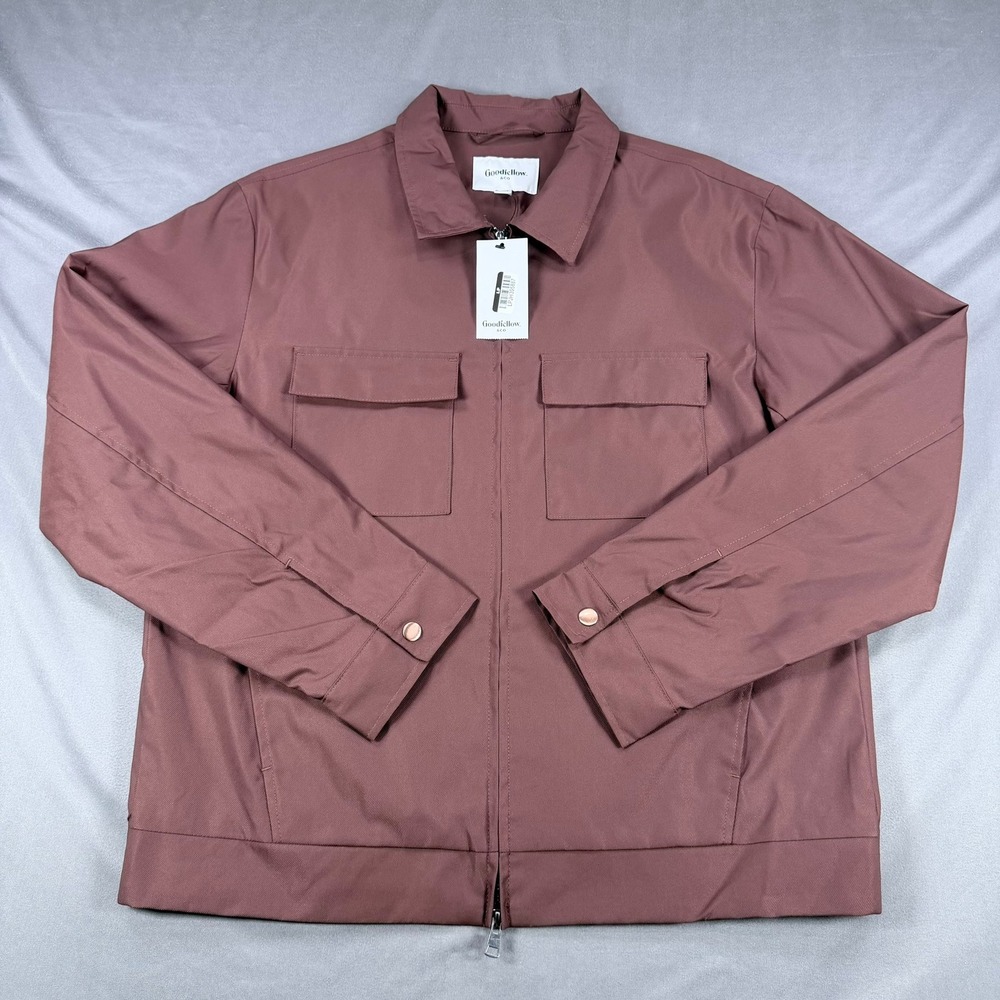 Goodfellow Mens M Red Brown Polyester Full Zip Harrington Utility Jacket